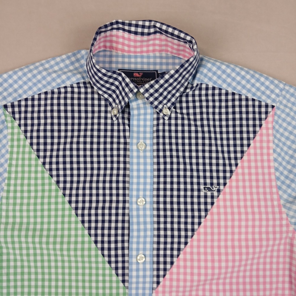 Vineyard Vines Small Mens Shirt Button Down Long Sleeve Slim Whale Has Defect - Picture 4 of 14